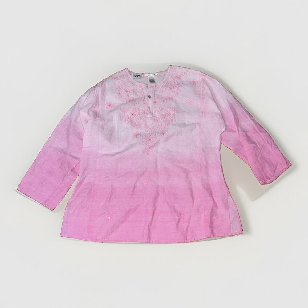 Richard Malcom Irish Linen Blouse Pink XL Tunic 26x28